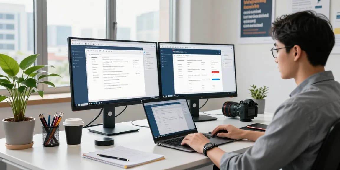 WPS Official Website showcases modern office productivity with tech-savvy workspace.
