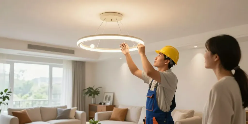 Instalarea lustrelor LED de către un profesionist de încredere din zonă.