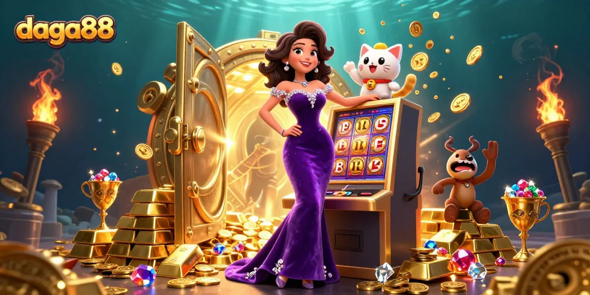 Daga88 players enjoy a thrilling jackpot experience with exciting slot machines and colorful casino elements.