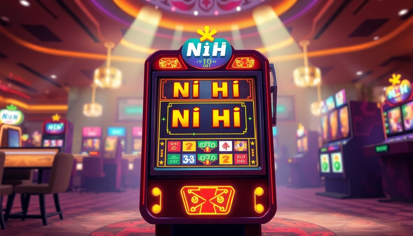Nổ Hũ online gaming platform featuring vibrant slot machine graphics and celebratory elements.