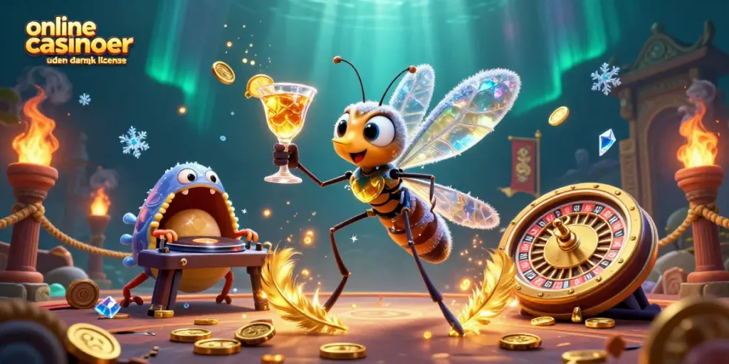 Engage in thrilling games at online casinoer uden dansk licens with a vibrant 3D casino scene full of action.