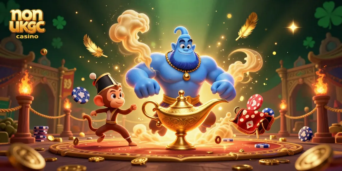 Engage in thrilling gameplay at a non ukgc casino with our dynamic illustration showcasing magic and excitement.