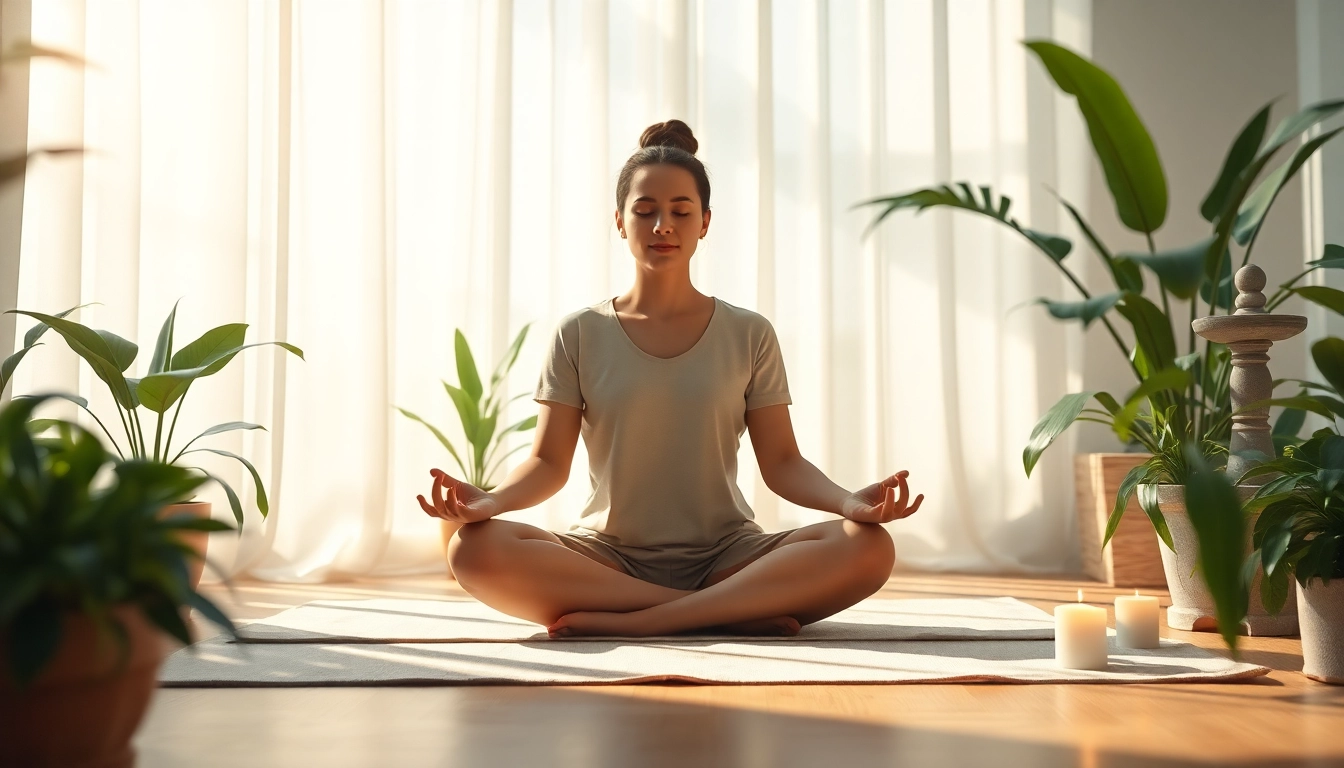 Alleviate stress and anxiety through meditation in a calming sunlit room.