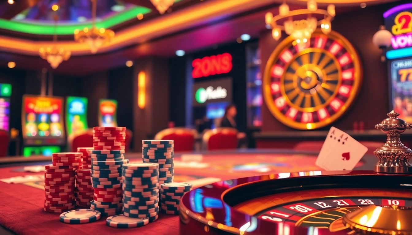 Experience the thrill of online betting with fun88 chính thức, featuring poker chips and a spinning roulette wheel.