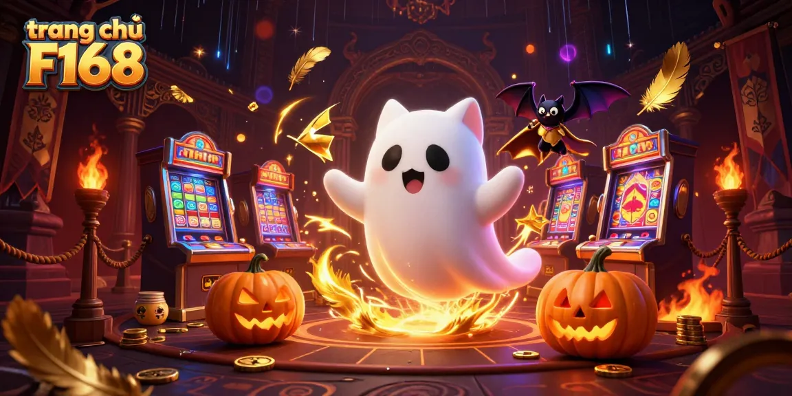 Engage with thrilling gameplay on trang chủ F168 featuring enchanting ghost cat and vampire bat in a vibrant casino.