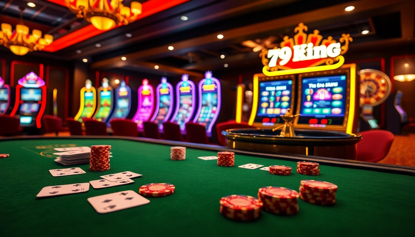 Experience engaging casino action at 79king with luxurious tables, colorful slots, and vibrant gaming atmosphere.