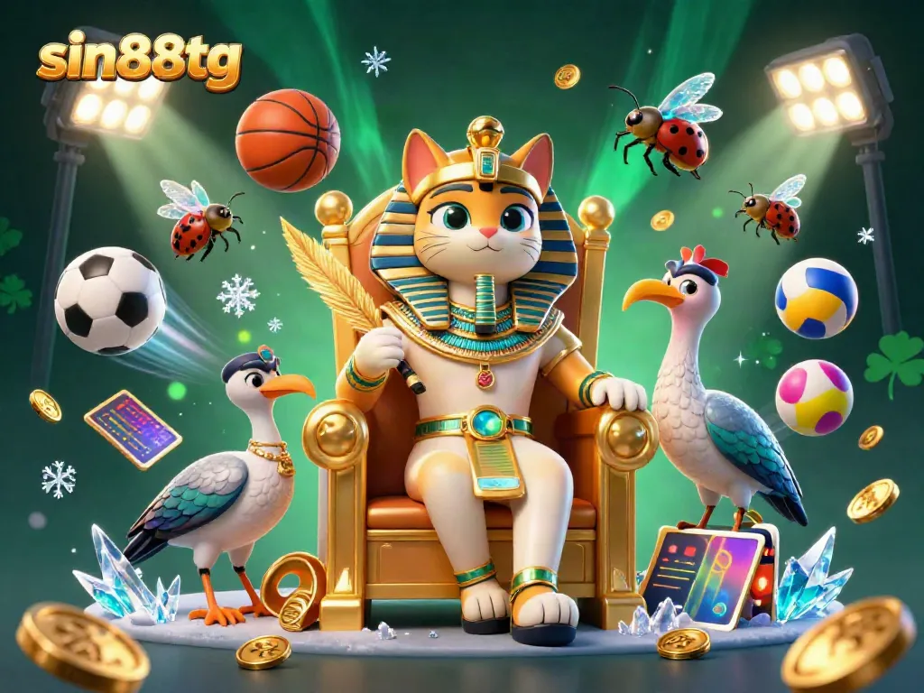 Join the excitement at sin88tg with a thrilling 3D casino scene showcasing vibrant sports betting elements.