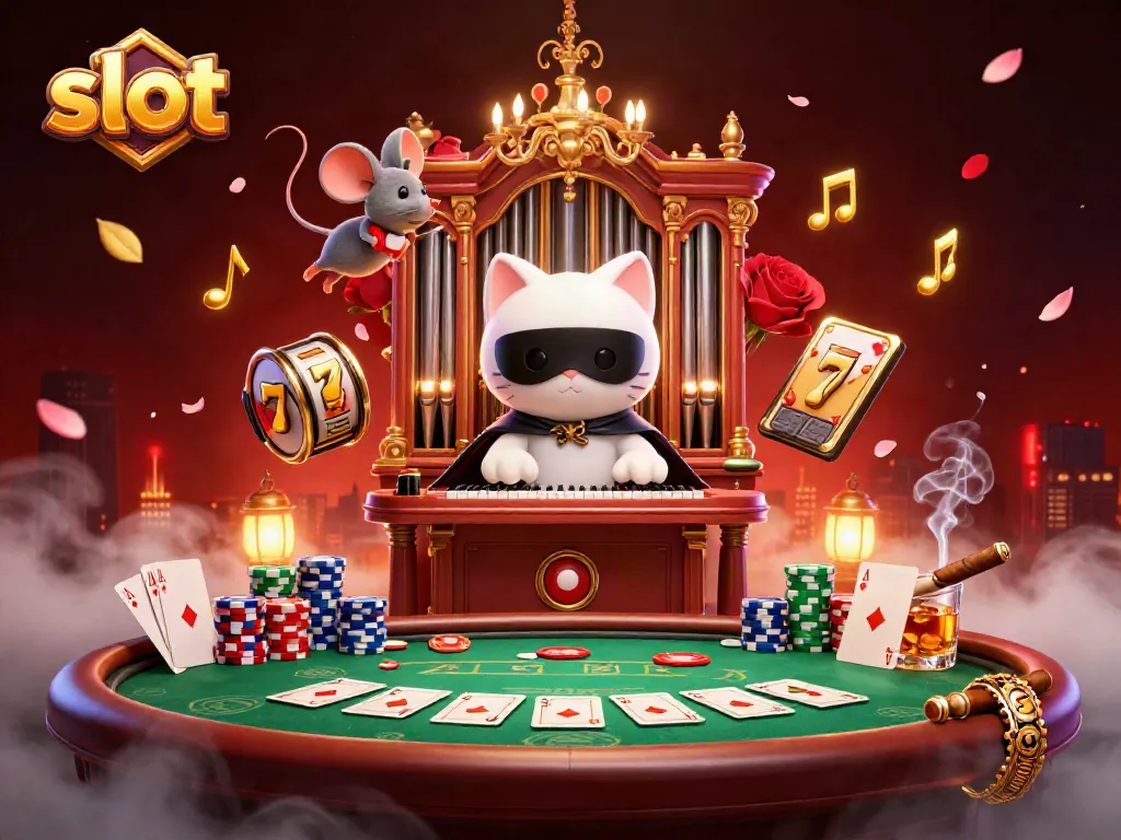 Spin and win with slot games amidst a vibrant casino atmosphere, featuring whimsical characters.