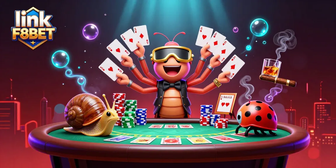 Experience the excitement of online poker with link F8BET, featuring unique characters and vibrant game elements.