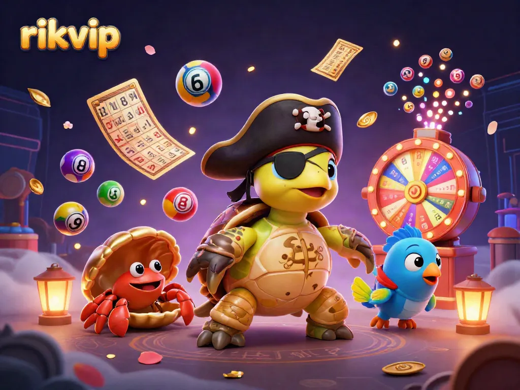 Engage in gaming action at rikvip with a vibrant casino scene featuring a treasure-themed celebration.