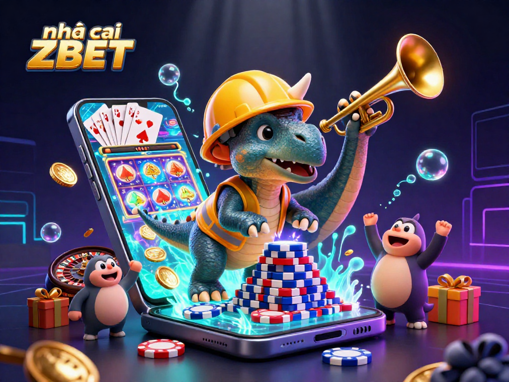 nhà cái ZBET showcases vibrant fun as triceratops builds poker chip pyramid amid exciting games