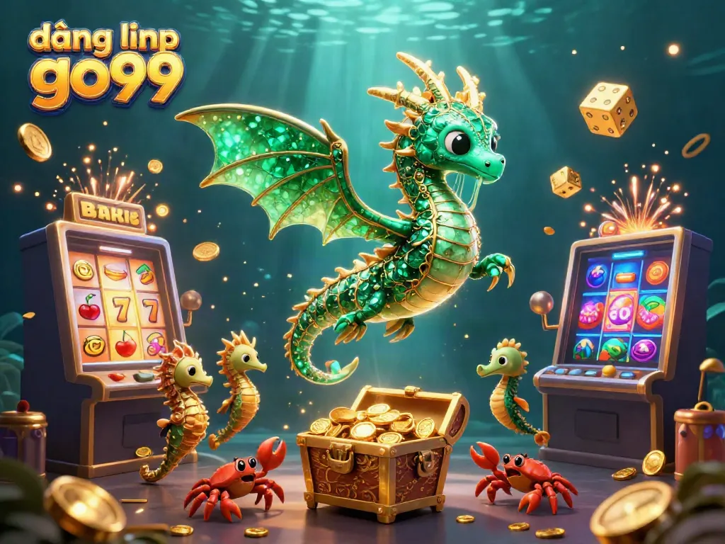 Experience the thrill of đăng nhập go99 with an emerald dragon, seahorse guards, and jackpot excitement.