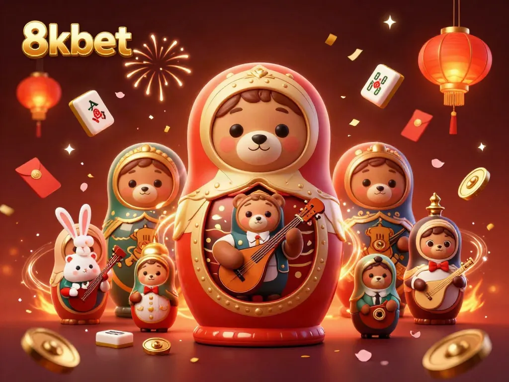 Engage with the vibrant 8kbet scene featuring festive 3D casino characters, celebrating with gold coins and stylish elements.