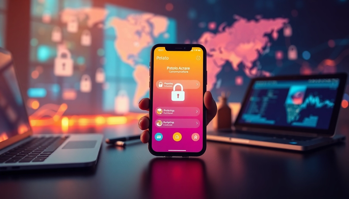 Potato app interface showcasing secure communications and encryption.