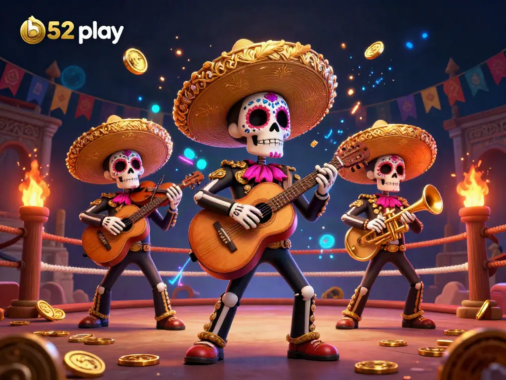 Experience b52 play at the dynamic mariachi gaming scene rich with details and energetic atmosphere.
