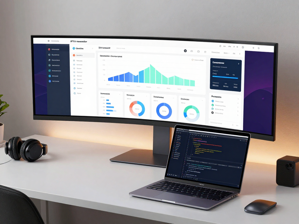 Iptv subscription platform showcasing advanced analytics in a modern development environment with cybersecurity features and scalable solutions.
