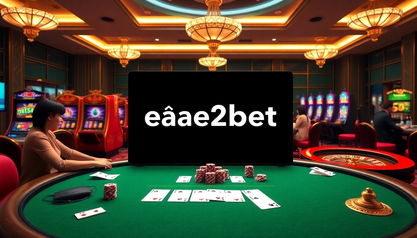 Engaging in đá gà e2bet online gaming at a vibrant casino table with cards and chips.