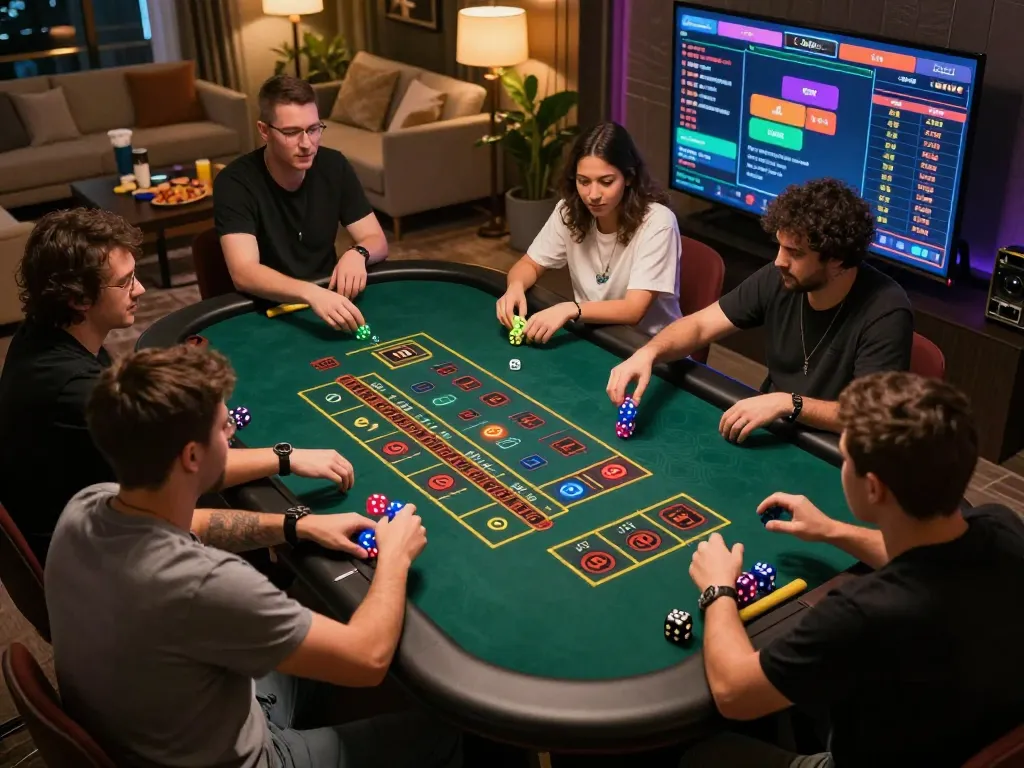 Tài xỉu online uy tín offers a thrilling Sicbo experience with colorful dice rolling and players engaged.