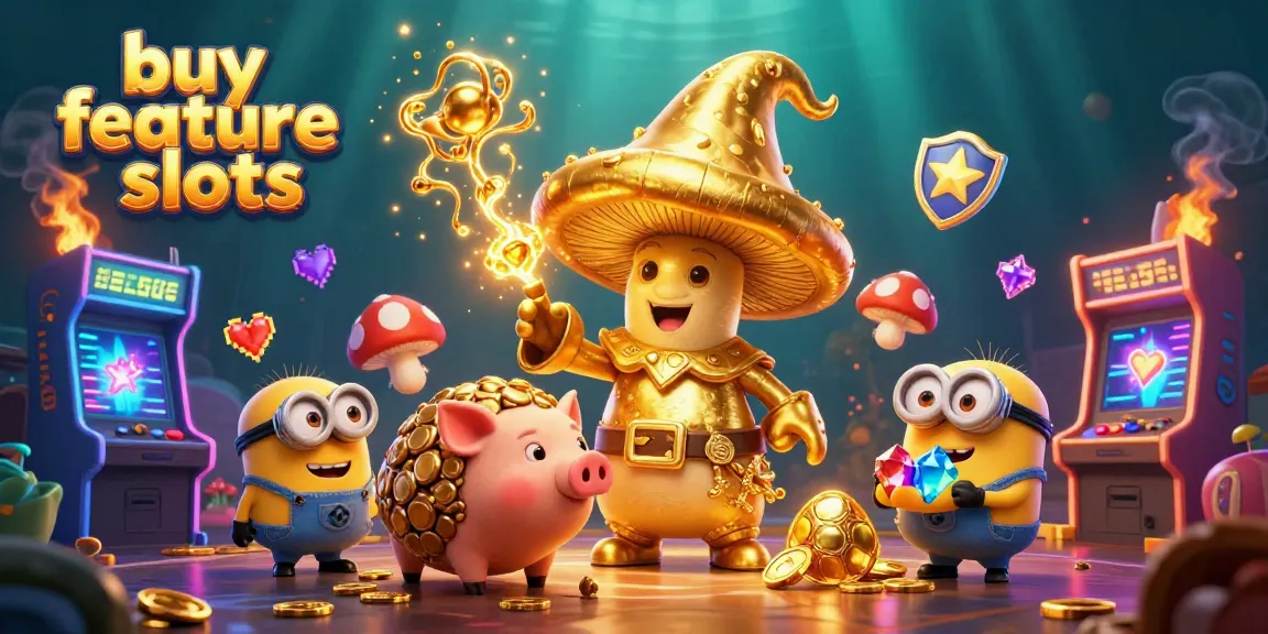 Engage with exciting buy feature slots as a golden wizard channels magic alongside treasures.