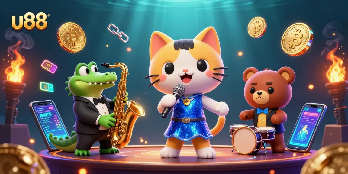 u88's vibrant casino performance featuring jazz-singer cat, saxophone crocodile, and drum-playing bear