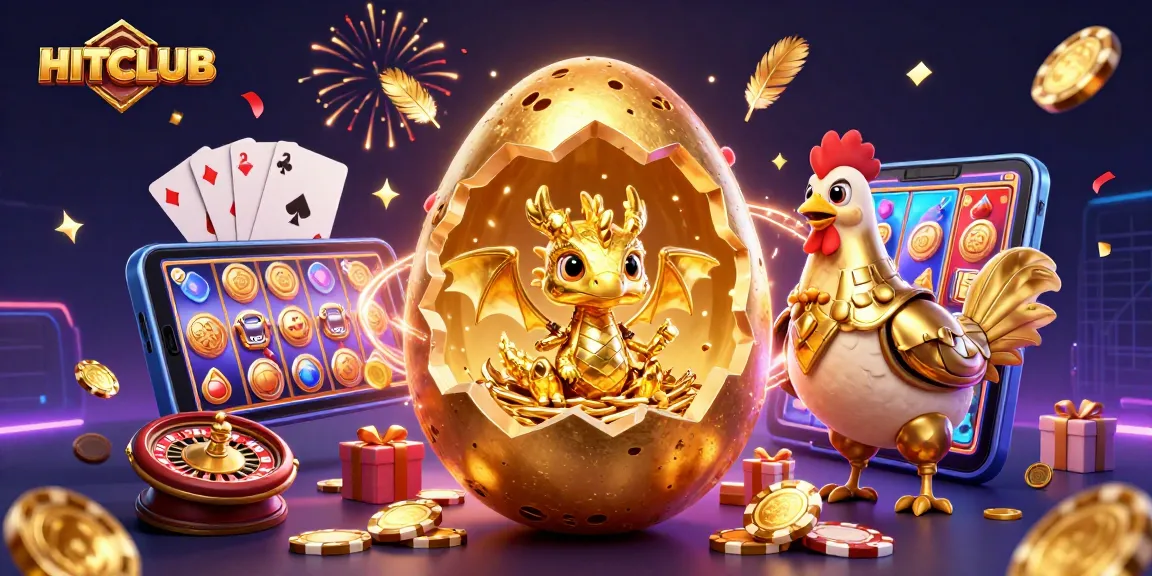 Engage with HITCLUB's thrilling gaming experience featuring a golden dragon and poker chips.