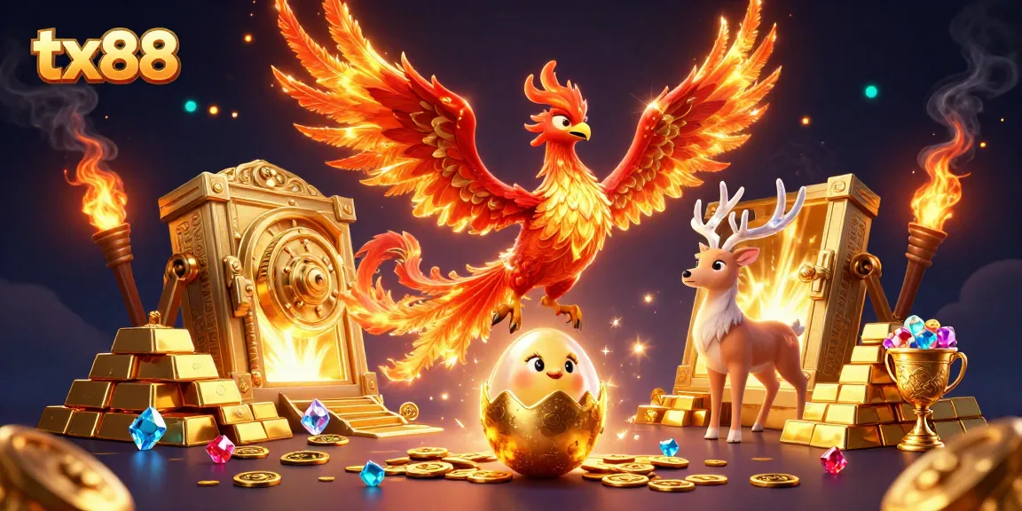 Play thrilling games at tx88 with a dazzling phoenix, treasure, and magical elements.