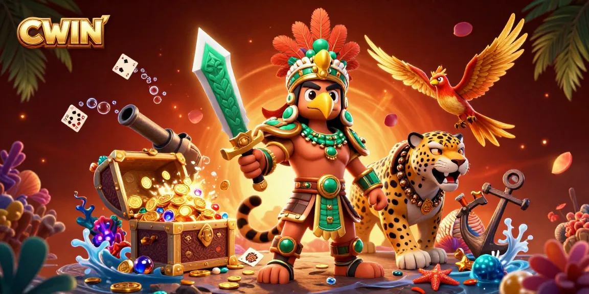 CWIN engages players with a vibrant underwater treasure scene featuring adventure and gaming elements.
