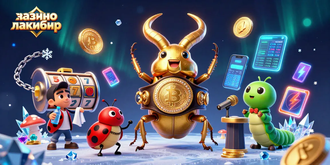 Engage with казино лакибир's vibrant gaming scene featuring a golden stag beetle and dynamic slot reels.